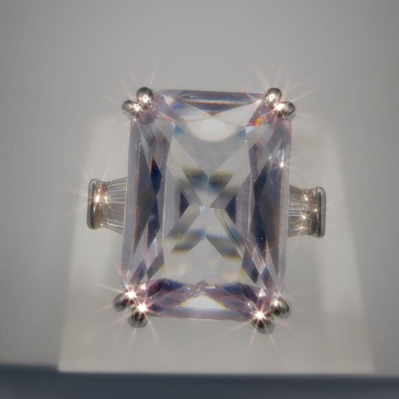 Sterling Silver Tone Cubic Zirconia Ring Size 7 - Picture 5 of 9